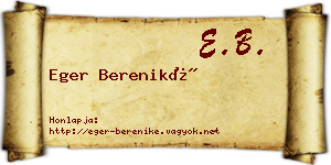 Eger Bereniké névjegykártya